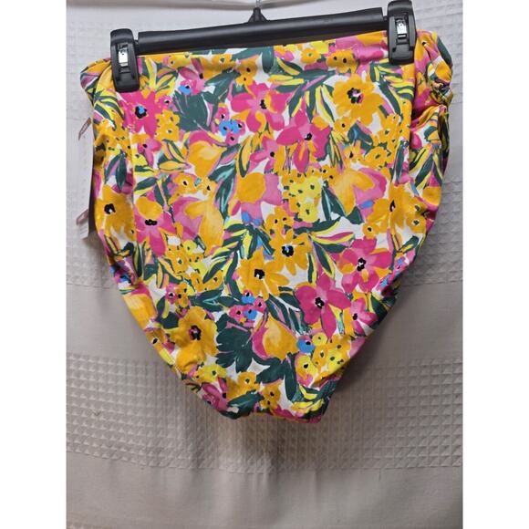 ANNE COLE XXL High Waist Bikini Swim Bottoms Sunshine Floral Beach 3 Way Wear - Picture 2 of 5